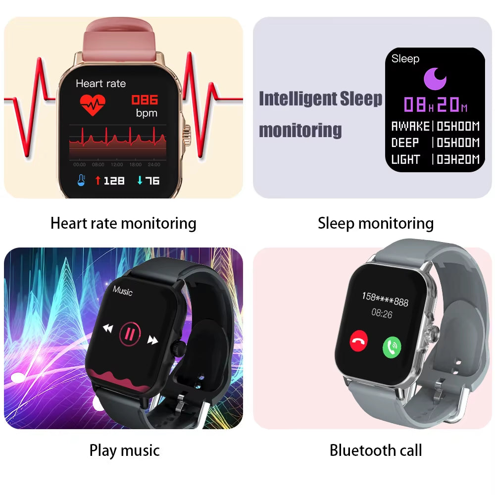 2024 New Smart Watch for Men Women Gift Full Touch Screen Sport Fitness Watches BT Call Digital Smartwatch Wristwatch