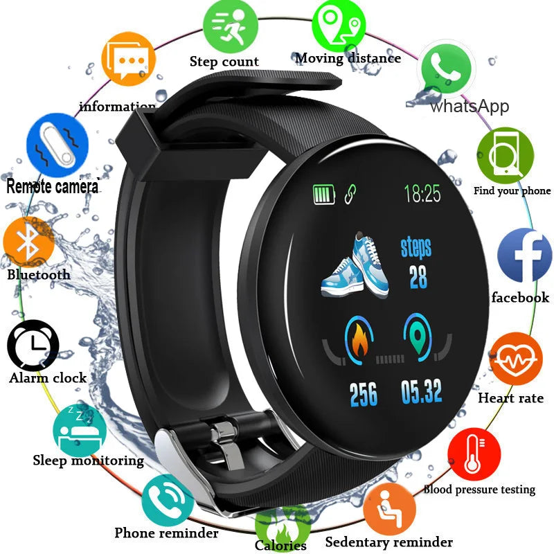 Digital Watch the Mens' Watches Blood Pressure round Smart Watch Women Smart Bracelet Waterproof Sport Tracker for Android IOS